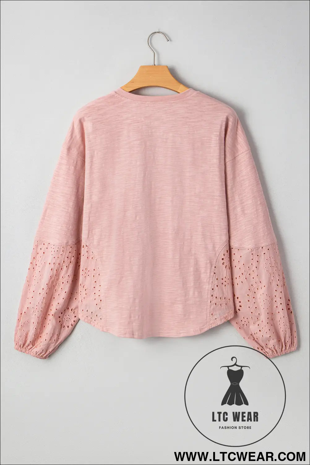 Light pink notch v neck batwing sleeve patchwork blouse - 20%