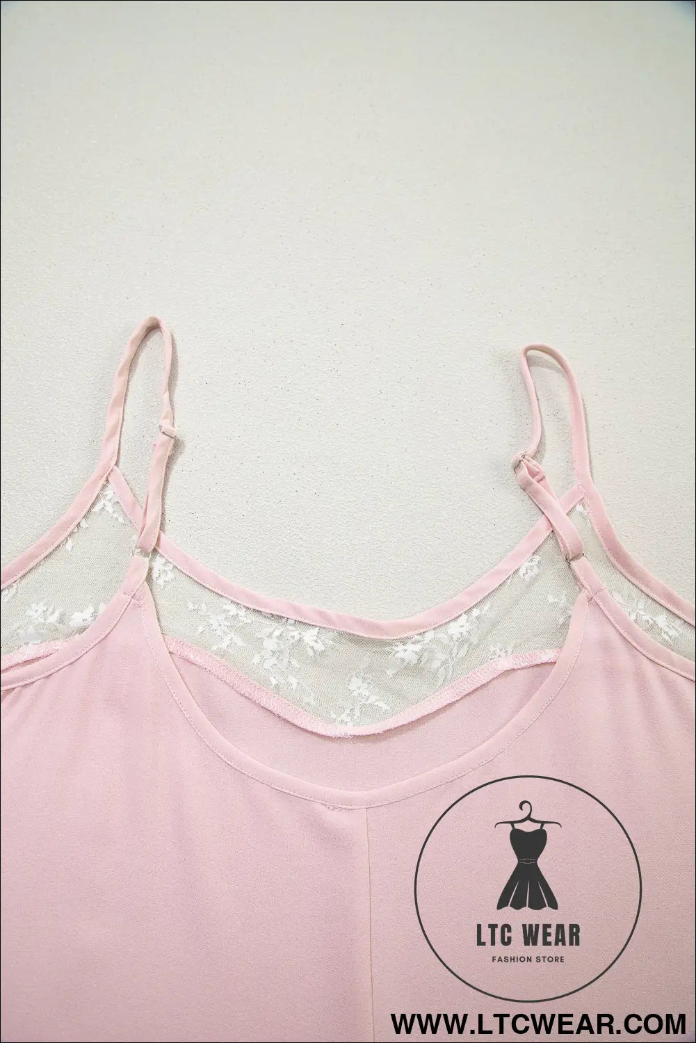 Light Pink Sheer Lace Patchwork Camisole Nightgown Dress - L.T.C Wear Online Fashion Store