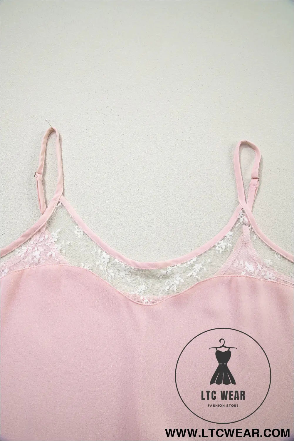 Light Pink Sheer Lace Patchwork Camisole Nightgown Dress - L.T.C Wear Online Fashion Store