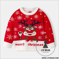 Little deer christmas sweater baby undercover knitted sweater - red / 3y(90cm）