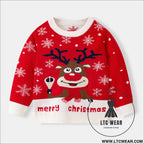 Little deer christmas sweater baby undercover knitted sweater - red / 3y(90cm）