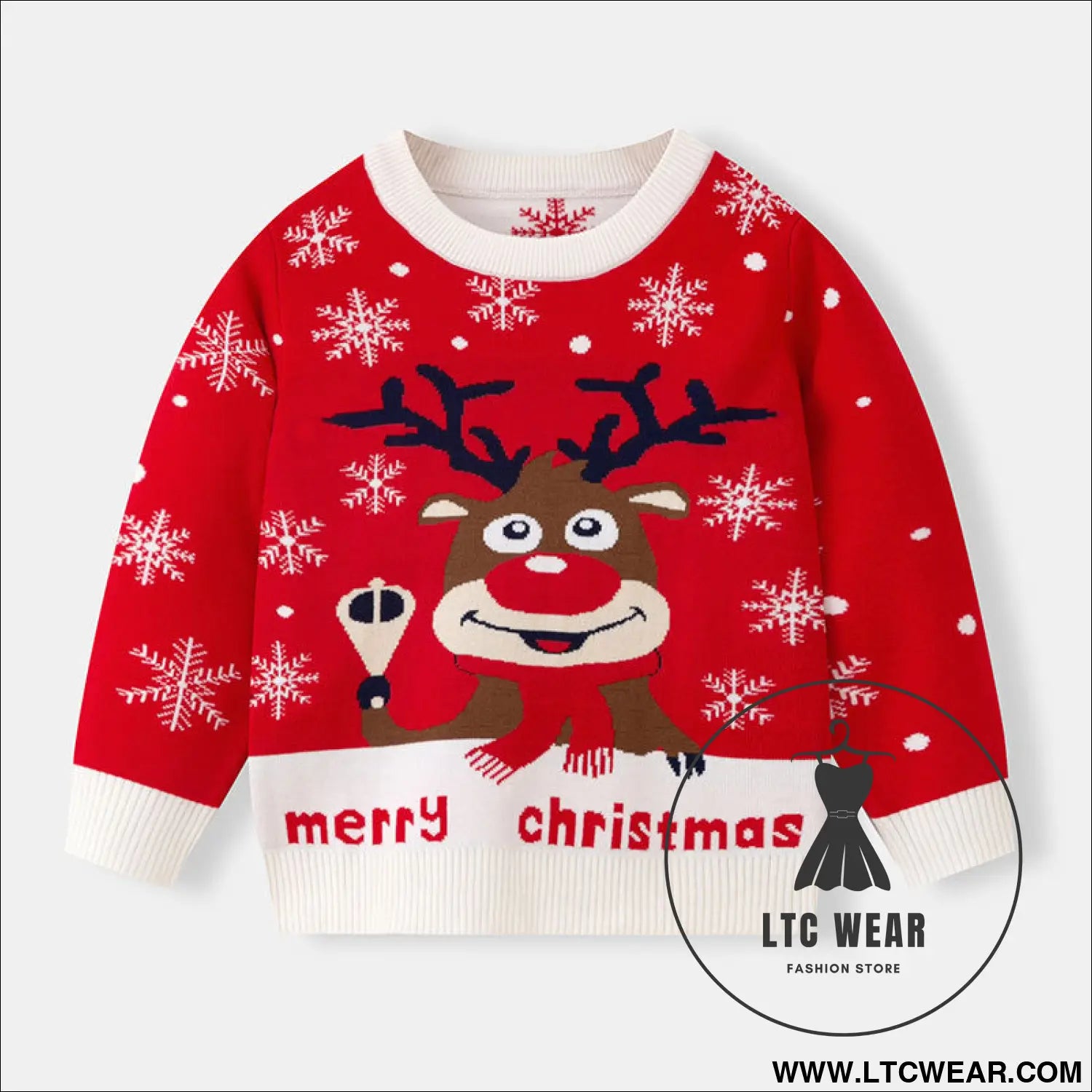 Little deer christmas sweater baby undercover knitted sweater - red / 3y(90cm）