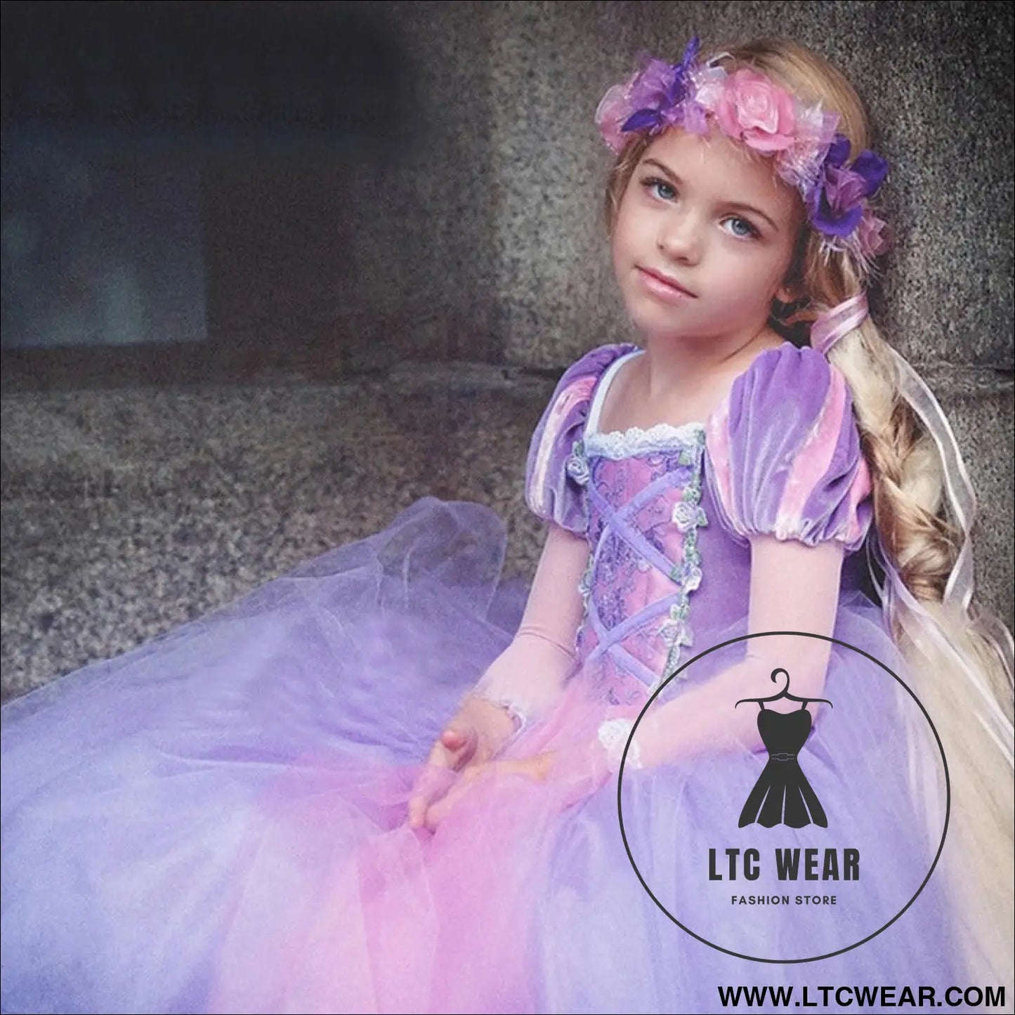 Long haired princess dress christmas girl sophia children’s dress performance dress
