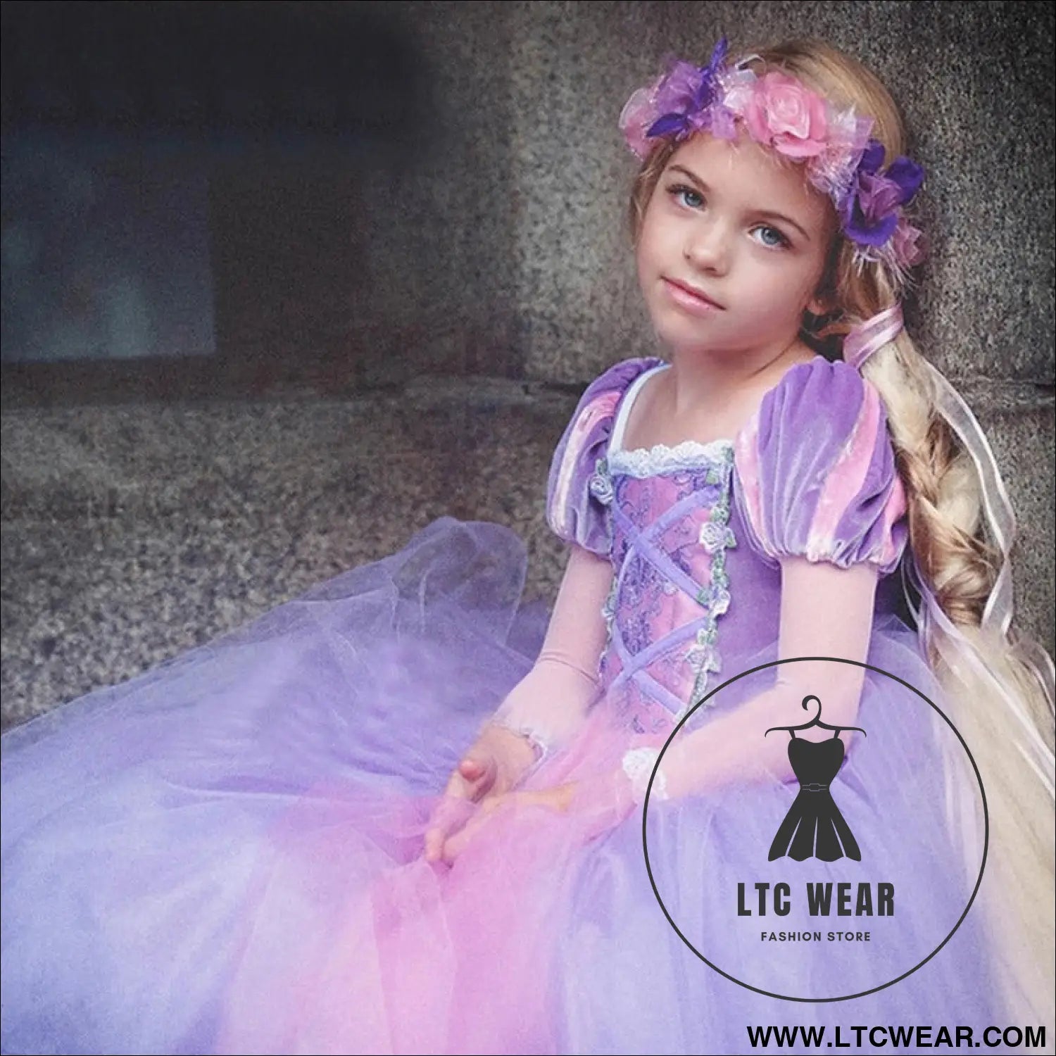 Long haired princess dress christmas girl sophia children’s dress performance dress