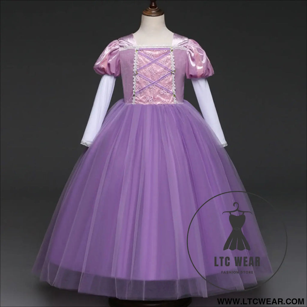 Long haired princess dress christmas girl sophia children’s dress performance dress