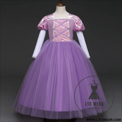Long haired princess dress christmas girl sophia children’s dress performance dress