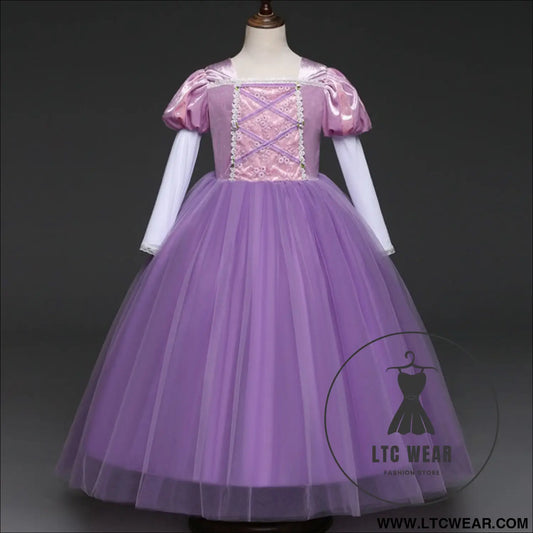 Long haired princess dress christmas girl sophia children’s dress performance dress