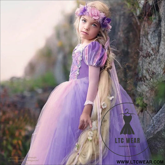 Long haired princess dress christmas girl sophia children’s dress performance dress