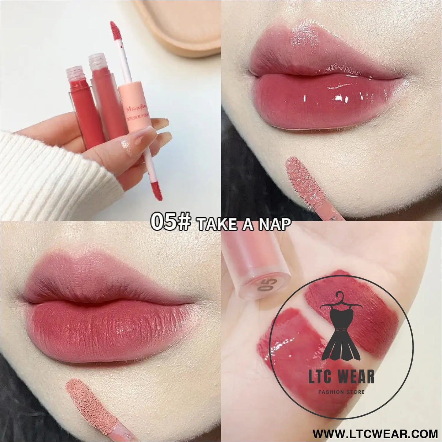 Long-Lasting Double End Lip Gloss: Gloss & Matte Finish - L.T.C Wear Online Fashion Store