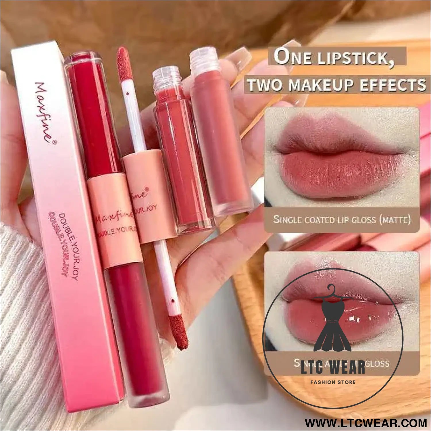 Long-Lasting Double End Lip Gloss: Gloss & Matte Finish