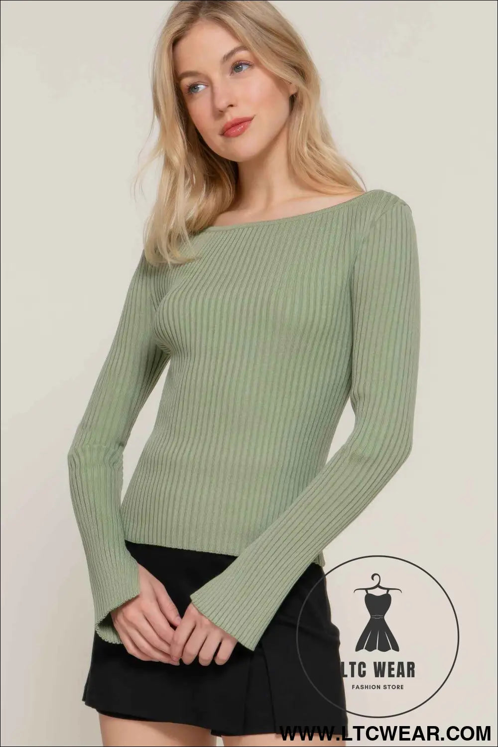 Long Sleeve Boat Neck Sweater