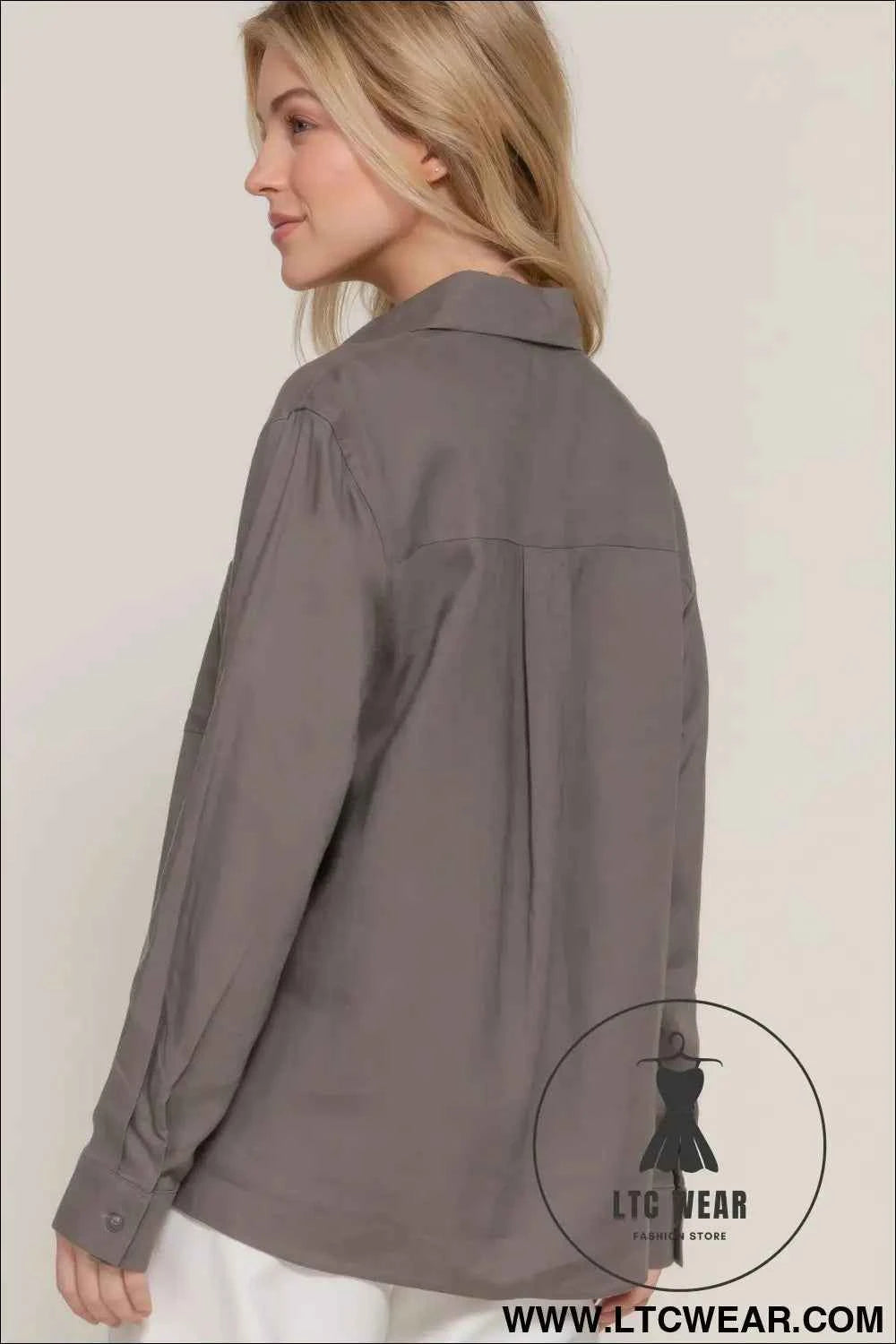 Long Sleeve Linen Blend Shirt