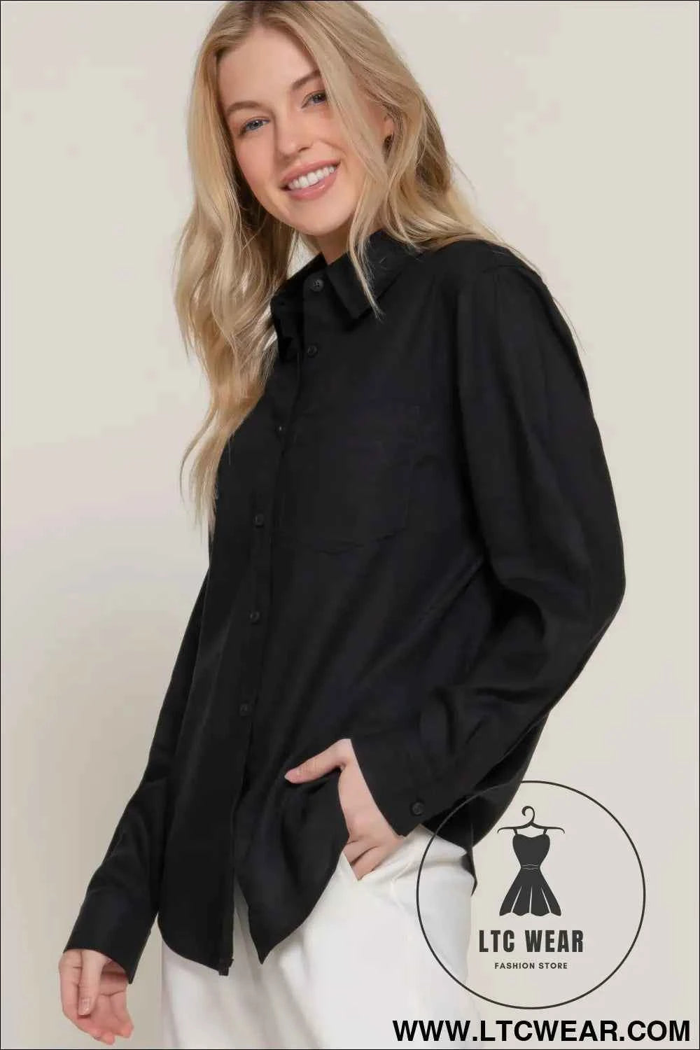 Long Sleeve Linen Blend Shirt