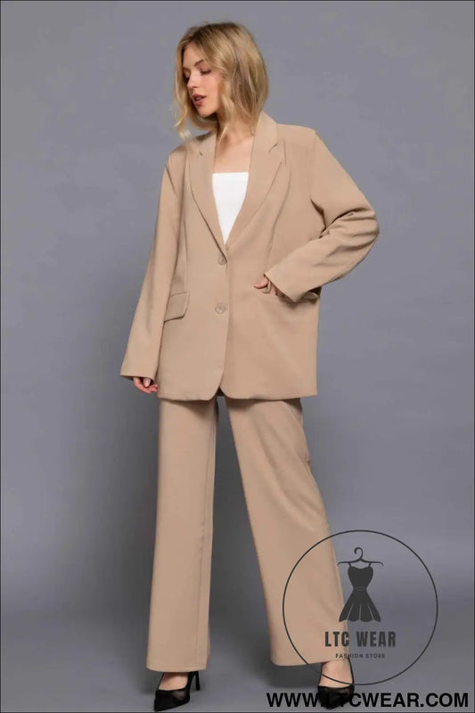 Long slv front button closure blazer