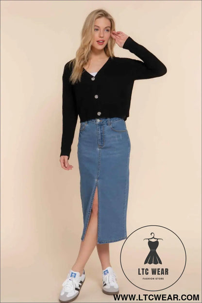 Long slv v-neck sweater cardigan