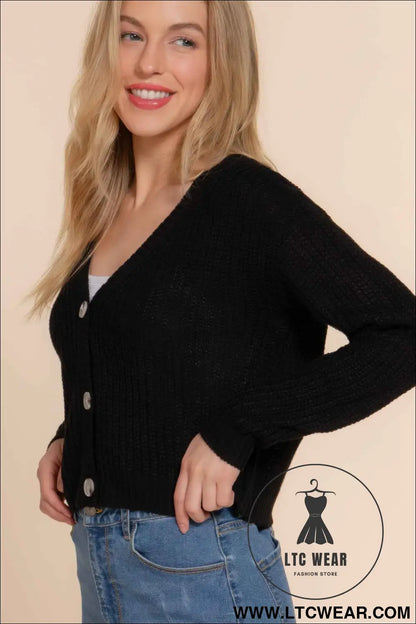 Long slv v-neck sweater cardigan