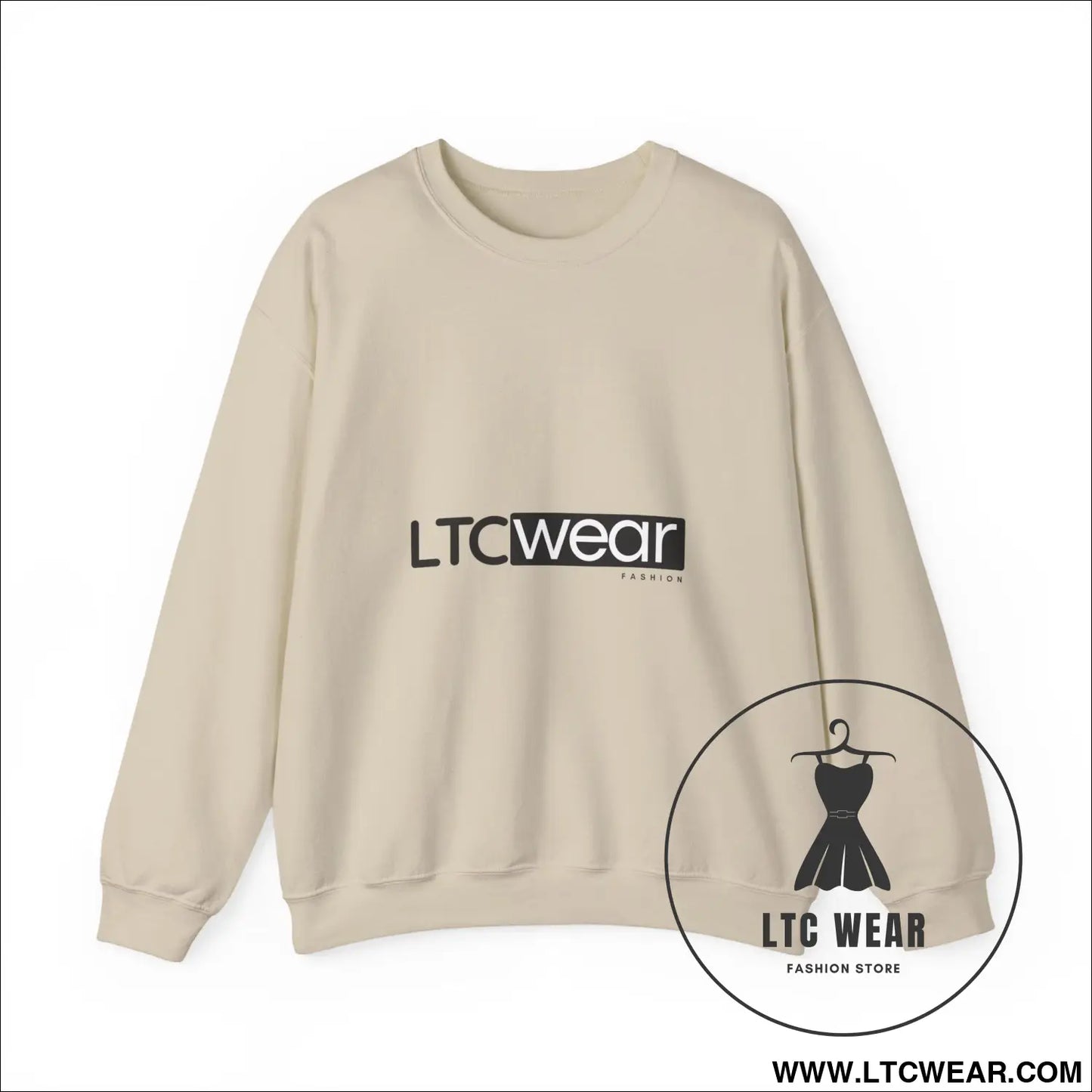 Ltc wear embroidered crewneck sweatshirt soft ethical everyday pullover - sand / s - sweatshirt