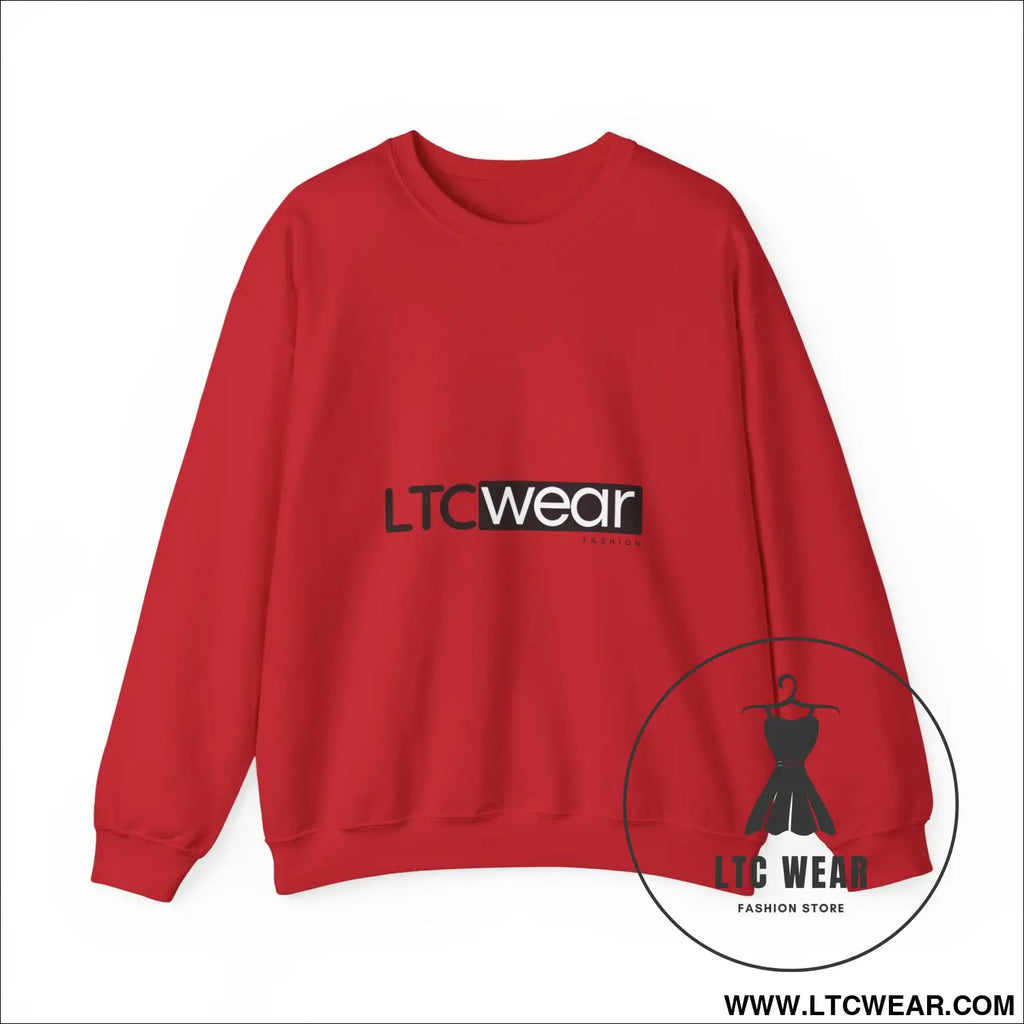 Ltc wear embroidered crewneck sweatshirt soft ethical everyday pullover - red / s - sweatshirt