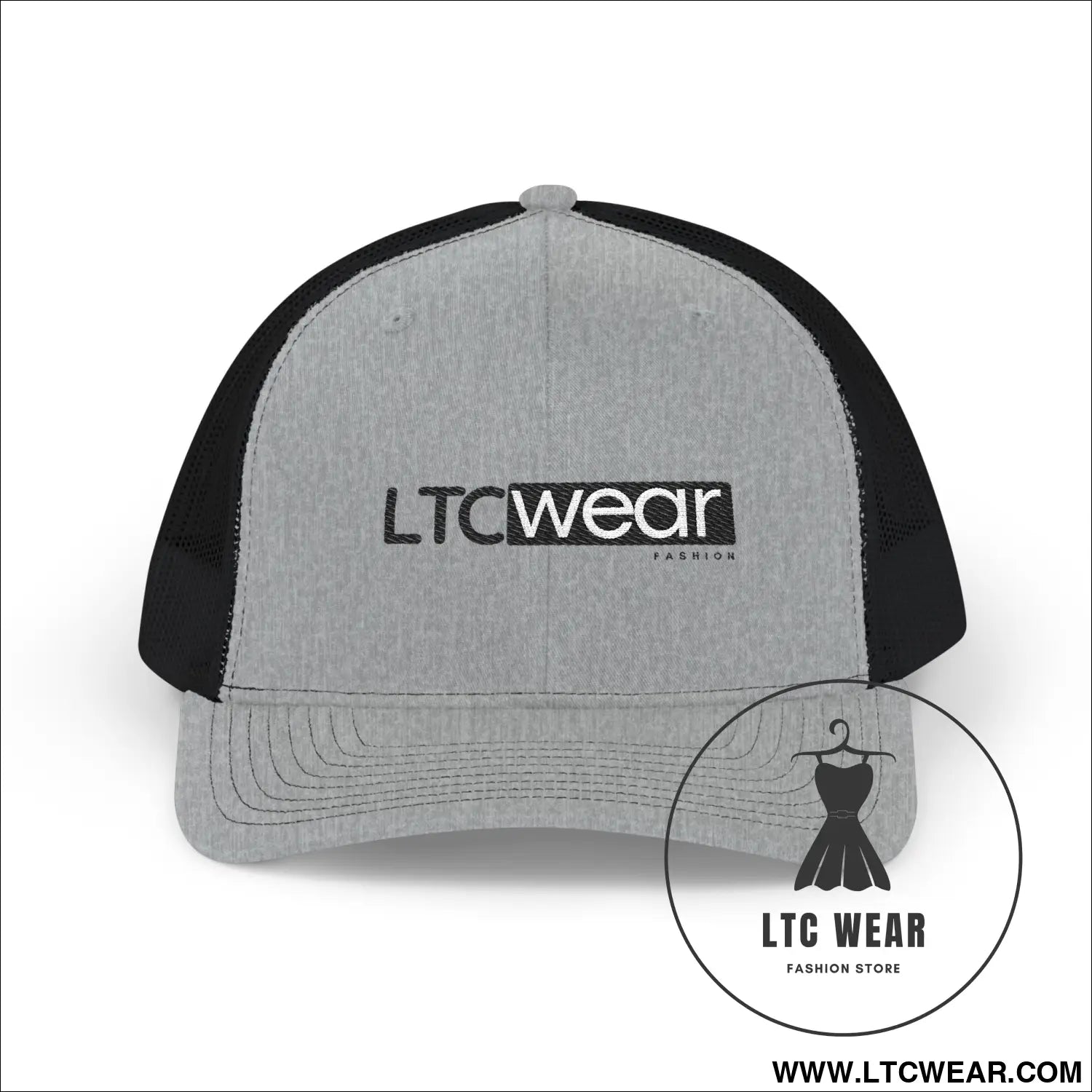 Ltc wear snapback trucker cap breathable mesh hat for casual & outdoor wear - one size / heather grey / black - hats