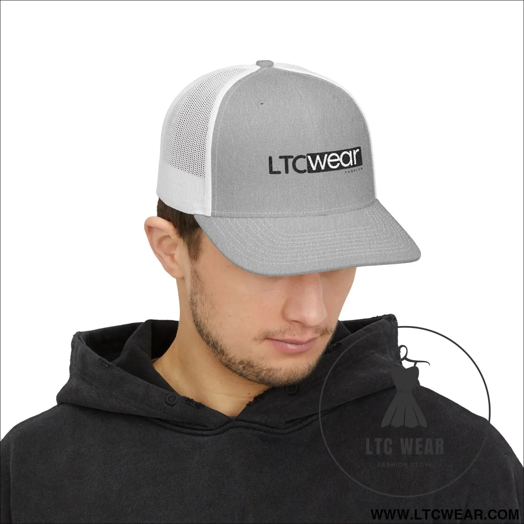Ltc wear snapback trucker cap breathable mesh hat for casual & outdoor wear - one size / heather grey / white - hats