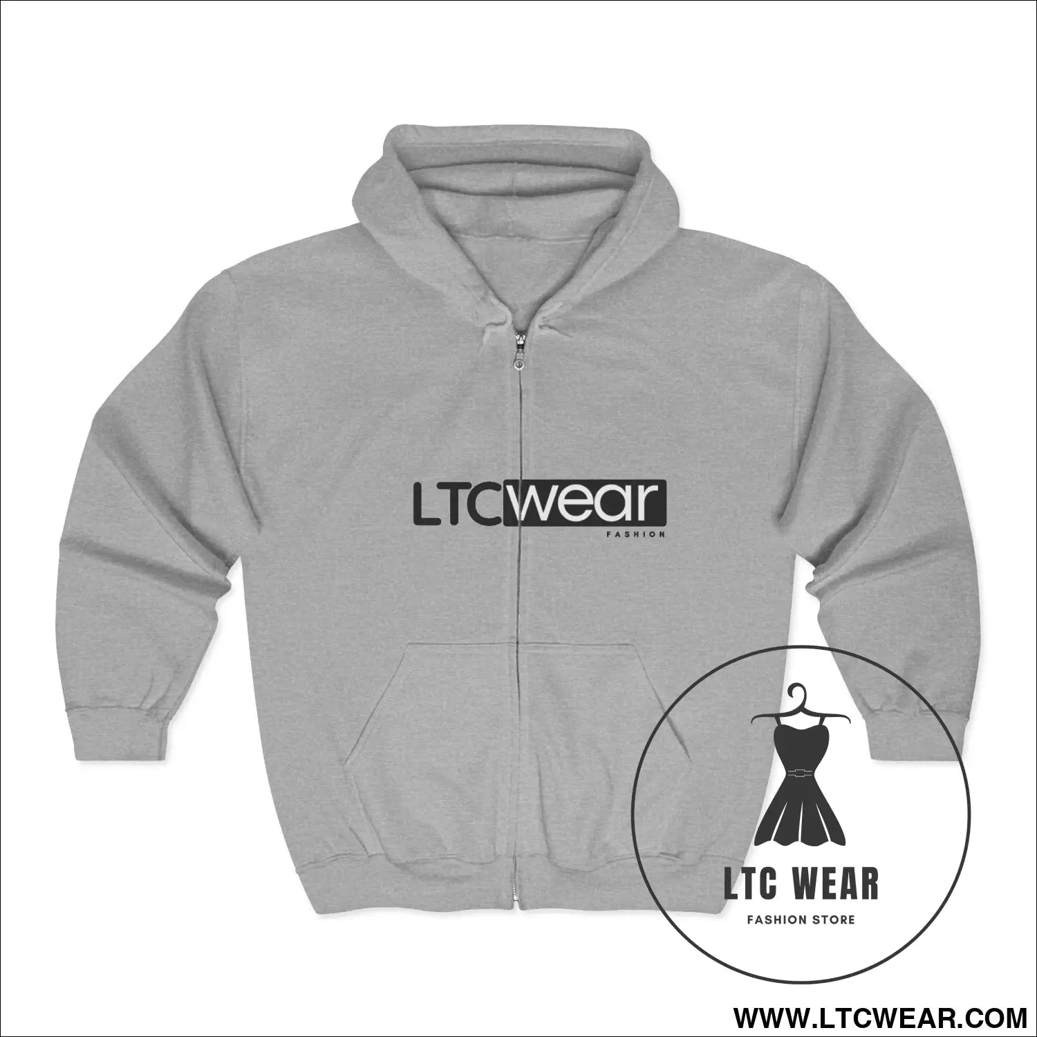 Ltc wear zip hoodie streetwear full-zip sweatshirt - sport grey / s - hoodie