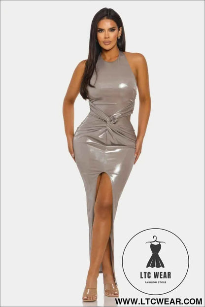 Lustrous Knot Midi Dress