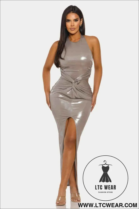 Lustrous Knot Midi Dress