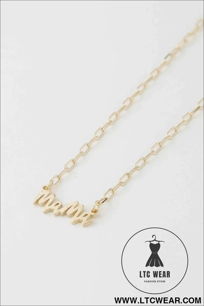 Mama Script Necklace