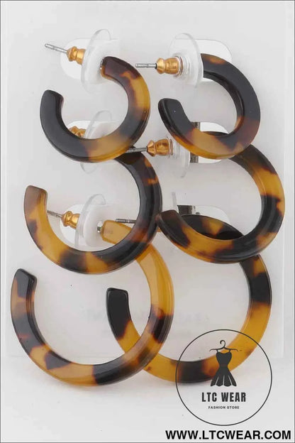 Marble Hoop Earrings Set