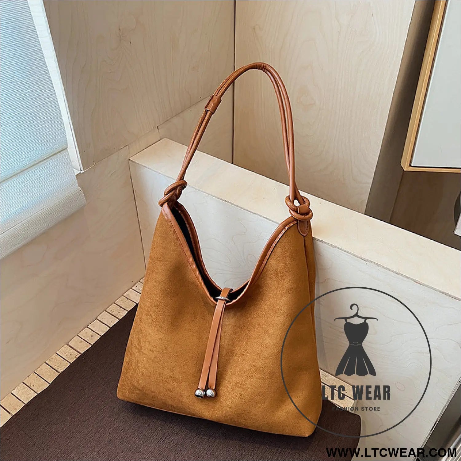 Matte retro women’s large capacity shoulder bag casual everyday tote with premium texture - brown