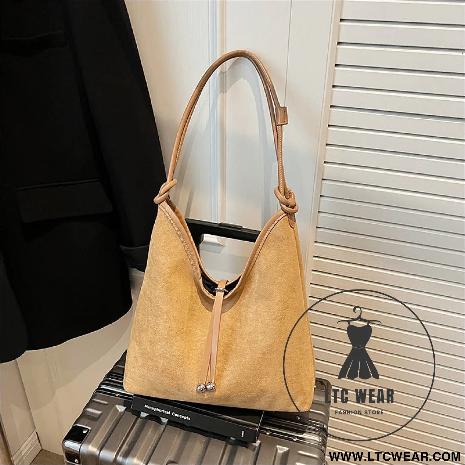 Matte retro women’s large capacity shoulder bag casual everyday tote with premium texture - khaki