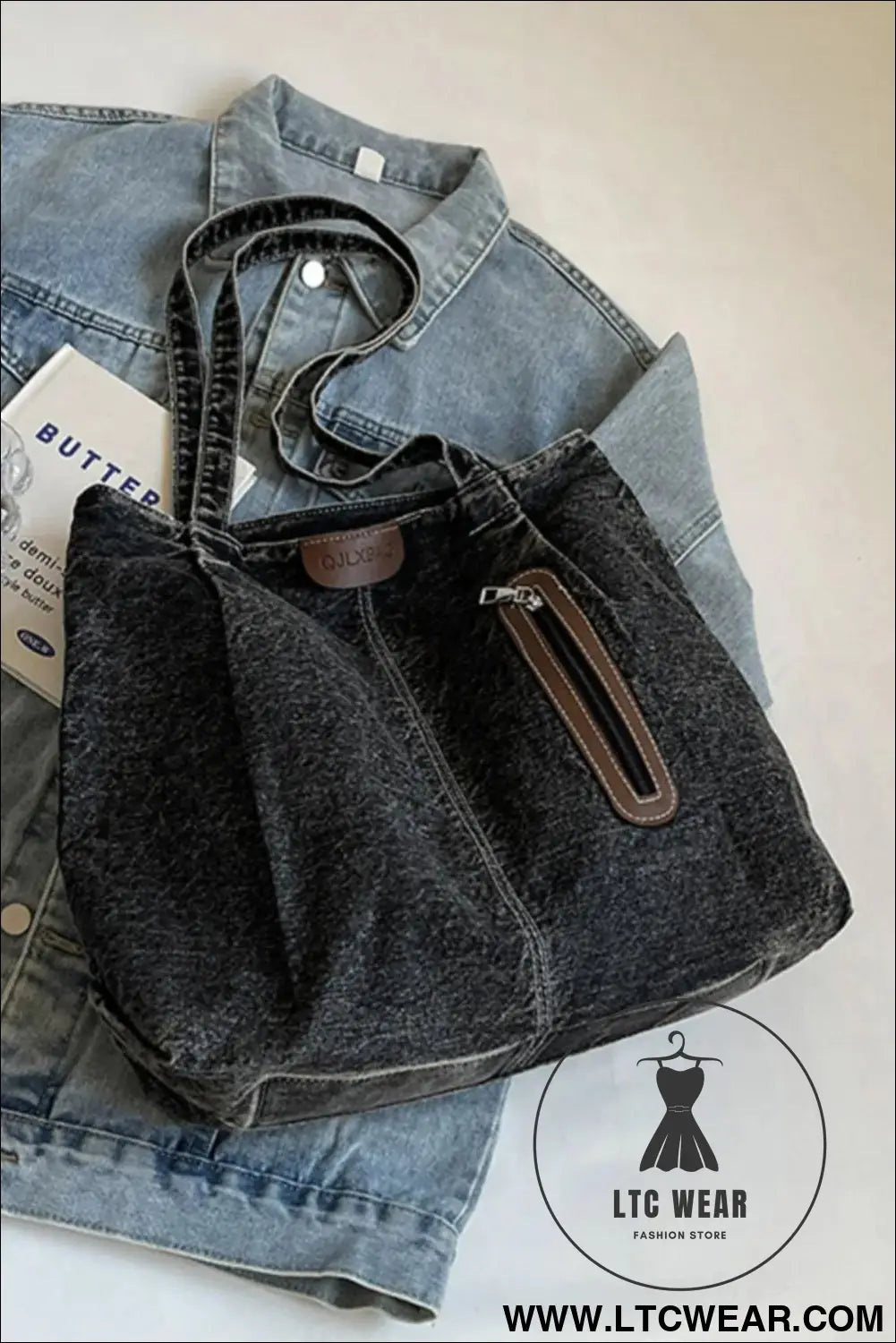Medium denim tote bag