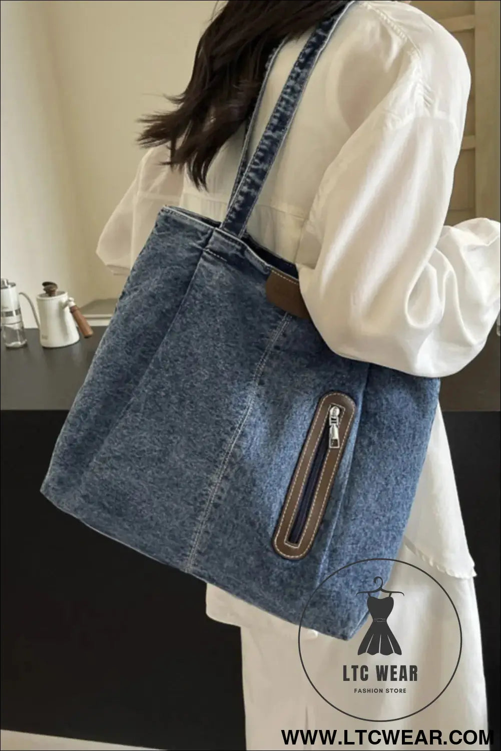 Medium denim tote bag