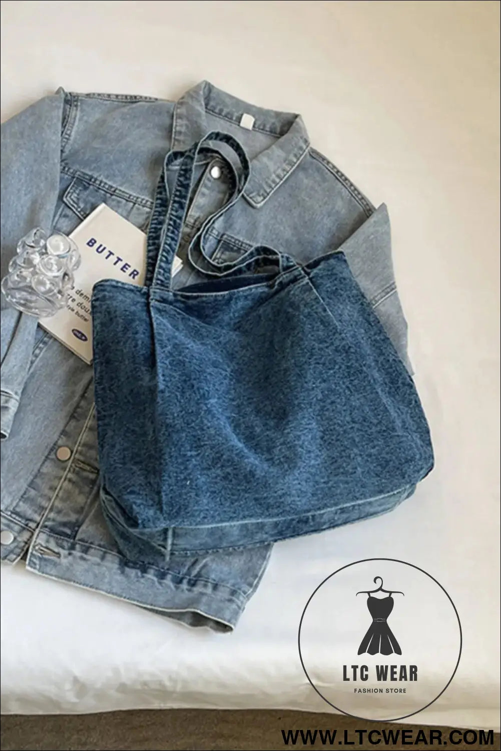 Medium denim tote bag