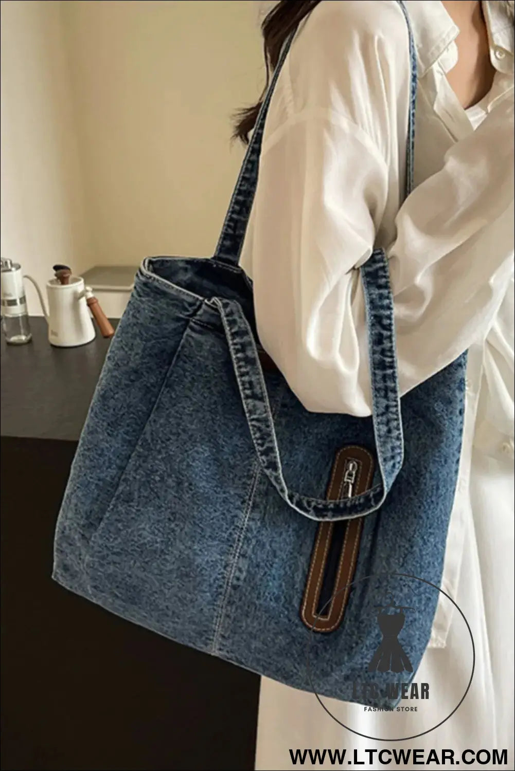 Medium denim tote bag
