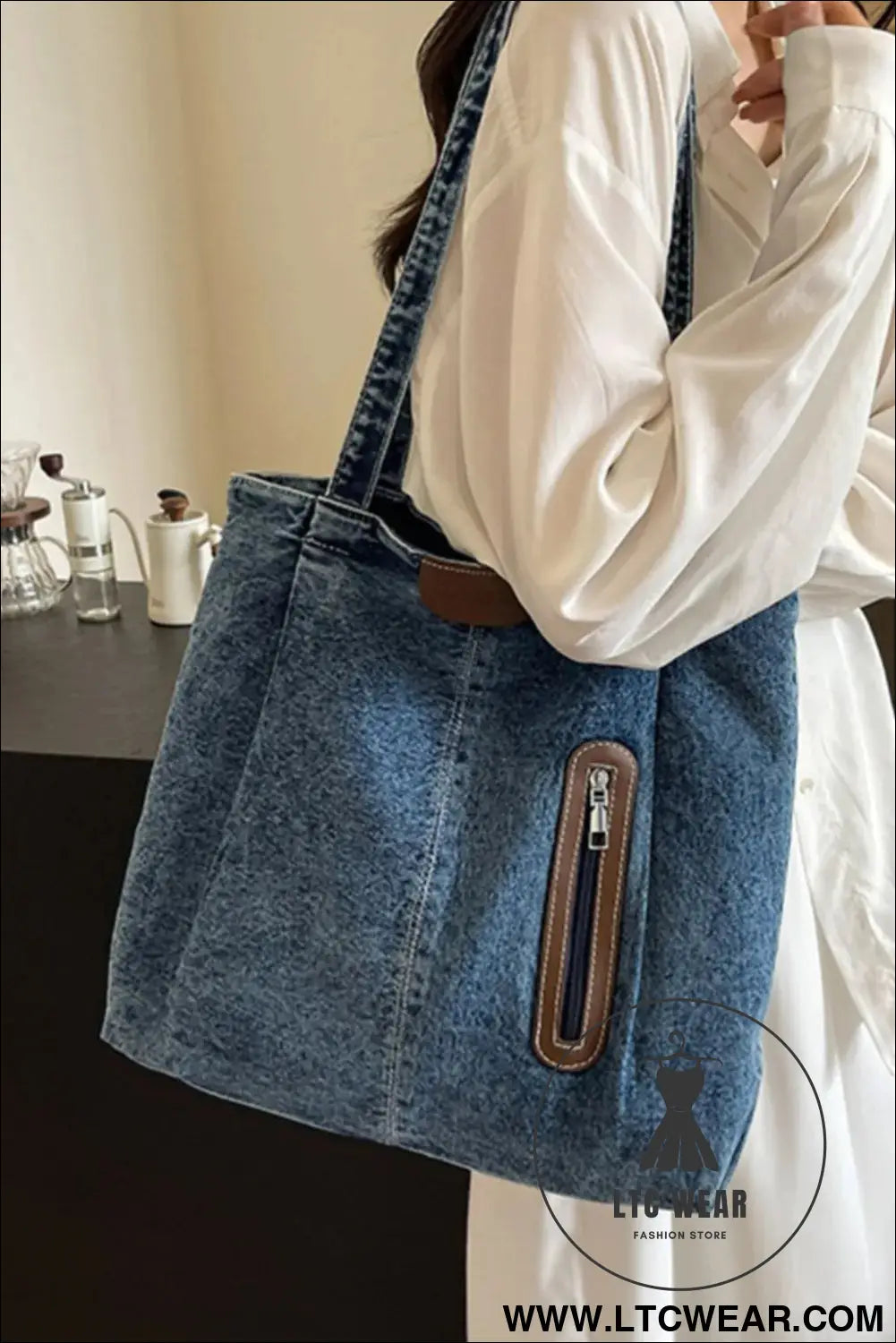 Medium denim tote bag