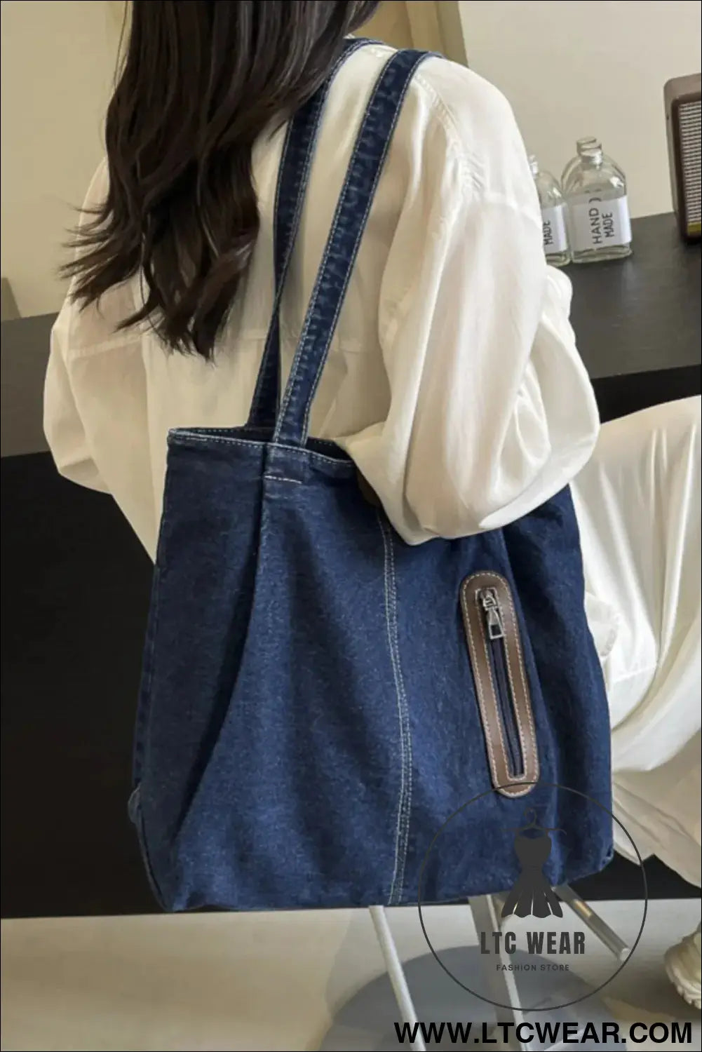 Medium denim tote bag