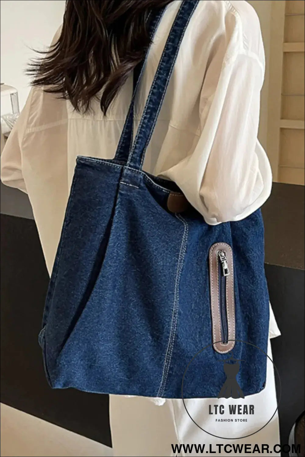 Medium denim tote bag