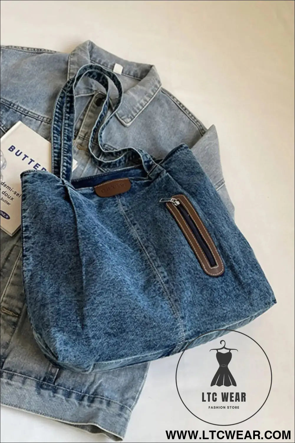 Medium denim tote bag