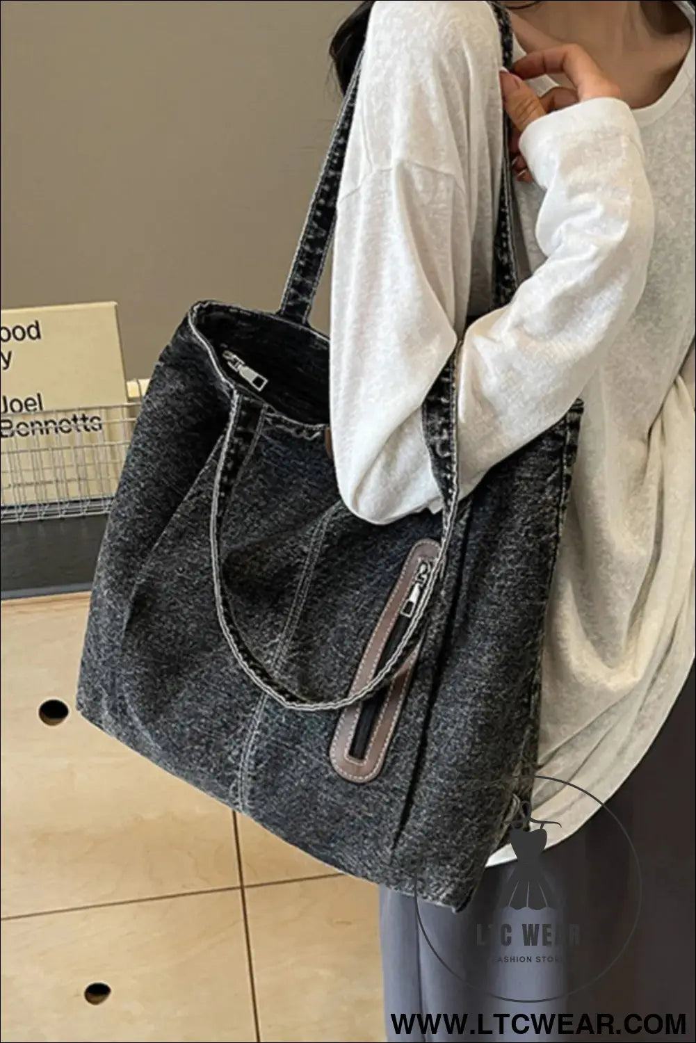 Medium denim tote bag