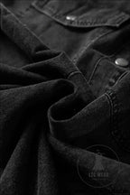 Black Denim Raw Hem Loose Shirt Dress