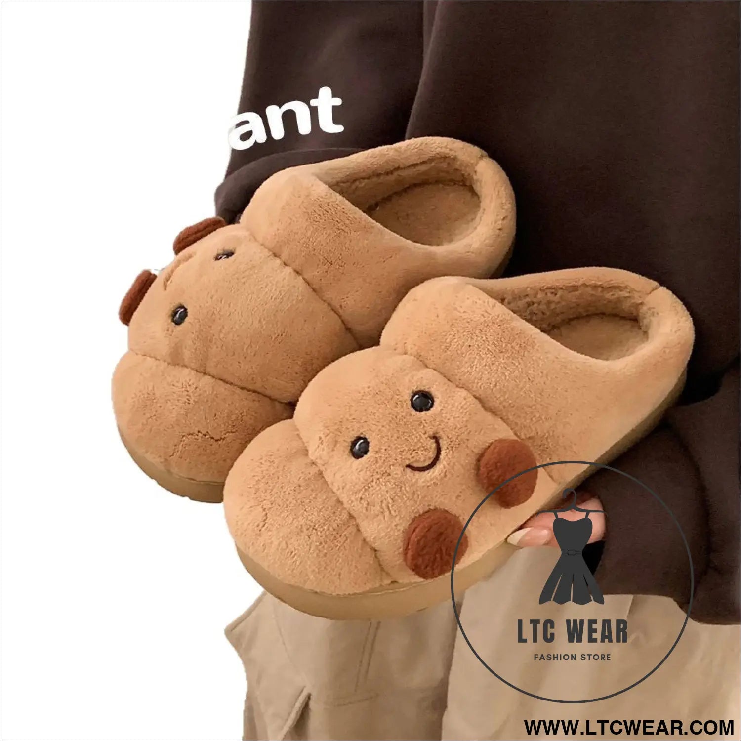 Men's and Women's Winter Cotton Slippers for Home, Couple Cute Croissant Bread - L.T.C Wear Online Fashion Store