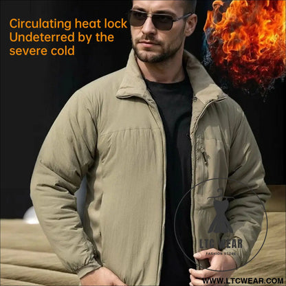 Men’s winter warm padded jacket lightweight hooded tactical parka outdoor waterproof windproof cold-weather hiking
