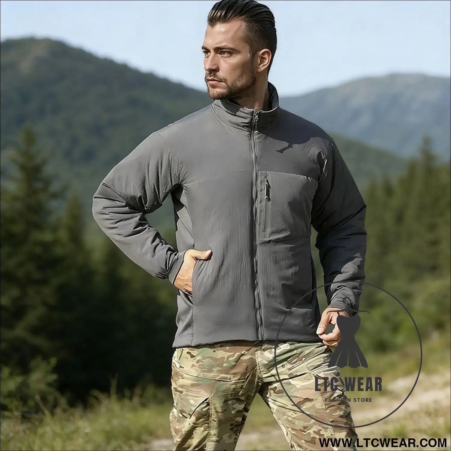 Men’s winter warm padded jacket lightweight hooded tactical parka outdoor waterproof windproof cold-weather hiking