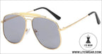 Metal frame pilot sunglasses for women double bridge champagne sun glasses woman luxury square clear oversize shades