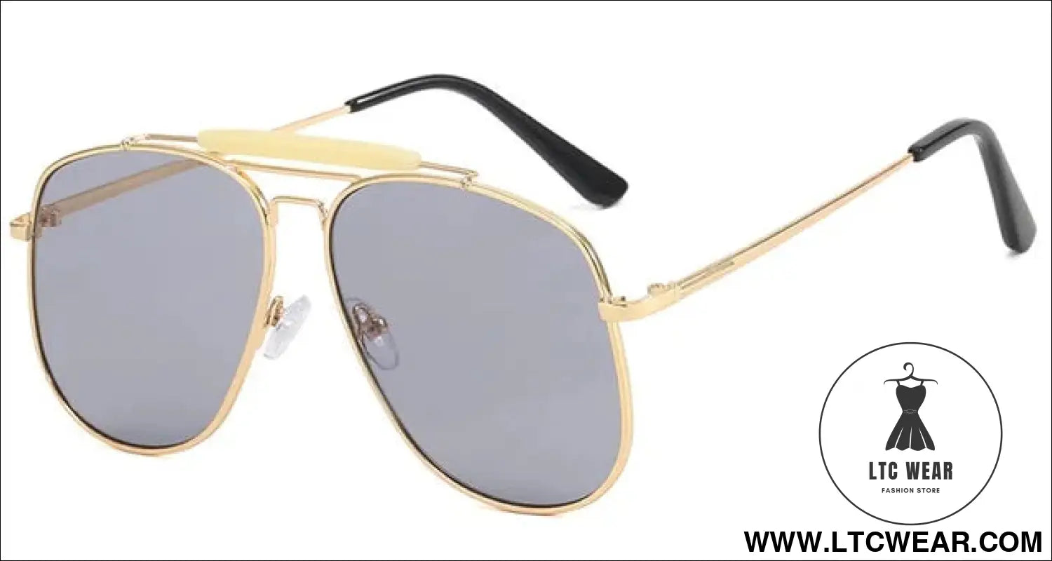 Metal frame pilot sunglasses for women double bridge champagne sun glasses woman luxury square clear oversize shades