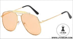 Metal frame pilot sunglasses for women double bridge champagne sun glasses woman luxury square clear oversize shades