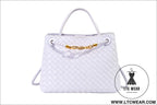 Metal rope buckle woven shoulder bag fashionable versatile retro commuter bag for women. - light purple