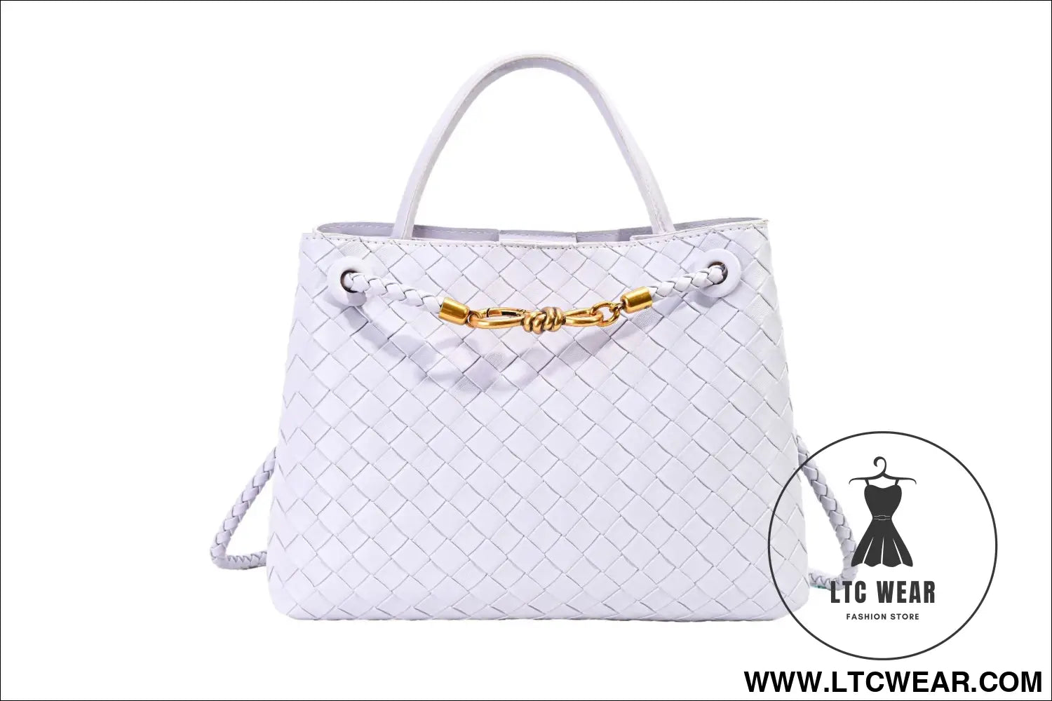 Metal rope buckle woven shoulder bag fashionable versatile retro commuter bag for women. - light purple