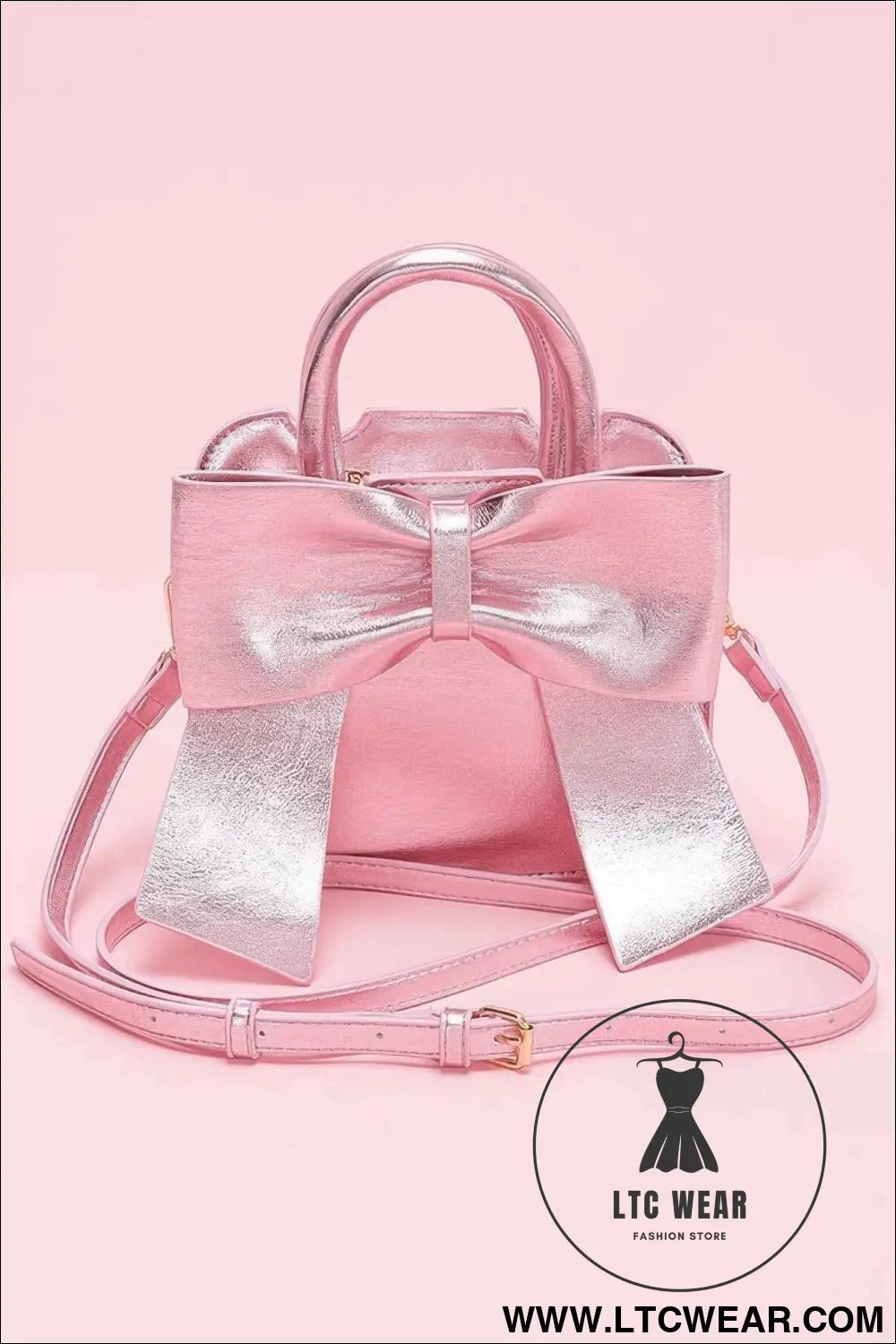 Metallic Bow Front Top Handle Clutch